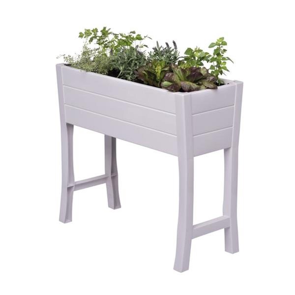 Grilltown 32 in. PVC Elevated Garden Box, White GR1679574